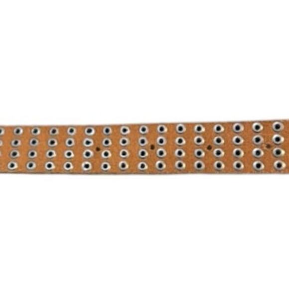 White Cream Studded Leather Belt Medium 31.5-37 Western Boho 1” Y2K